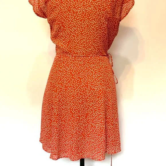 Reformation Orange Oyster Mini Wrap Floral Dress Size Small